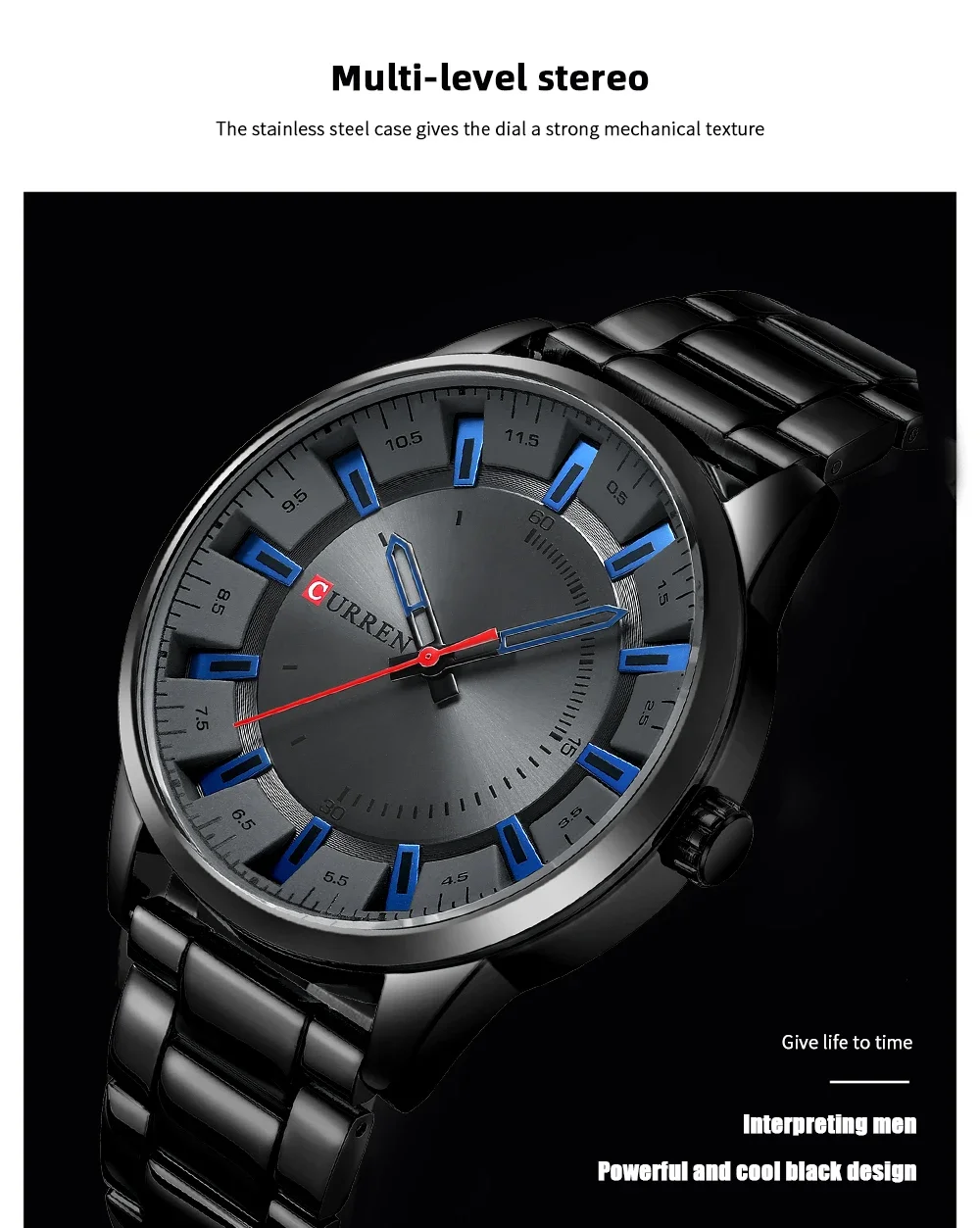 CURREN 8406 Mens Large Dial Ultra-Thin Business Simple Steel Strap Superior Brand Fashion Simple Style Wristwatch