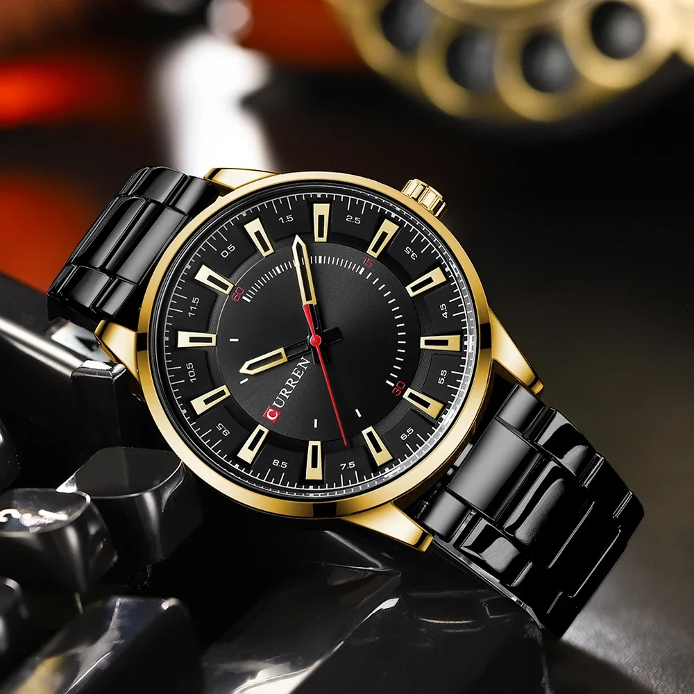 CURREN 8406 Mens Large Dial Ultra-Thin Business Simple Steel Strap Superior Brand Fashion Simple Style Wristwatch