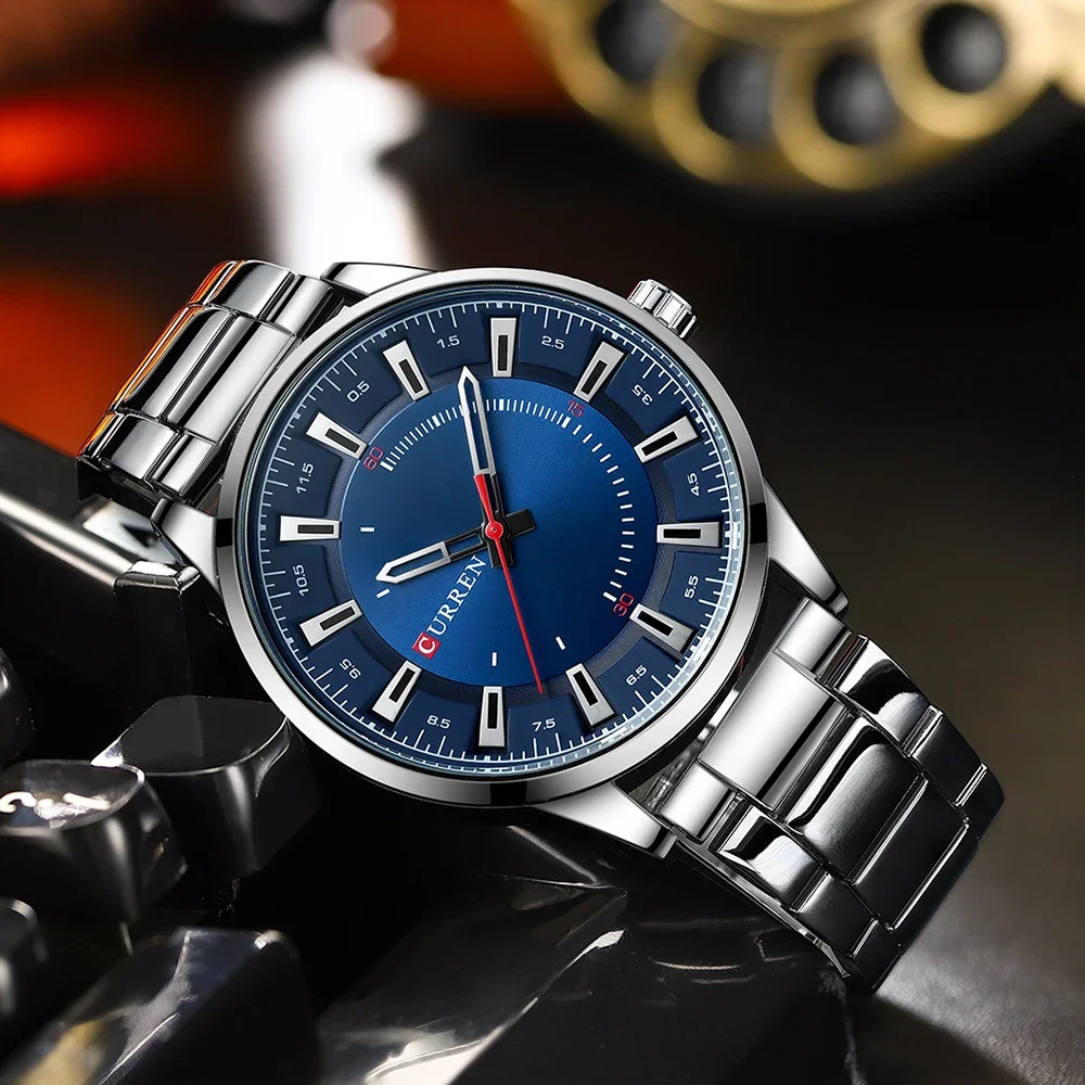 CURREN 8406 Mens Large Dial Ultra-Thin Business Simple Steel Strap Superior Brand Fashion Simple Style Wristwatch