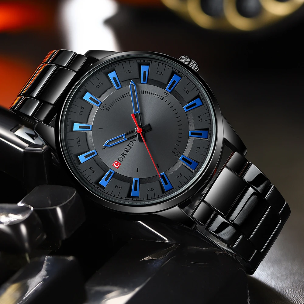 CURREN 8406 Mens Large Dial Ultra-Thin Business Simple Steel Strap Superior Brand Fashion Simple Style Wristwatch