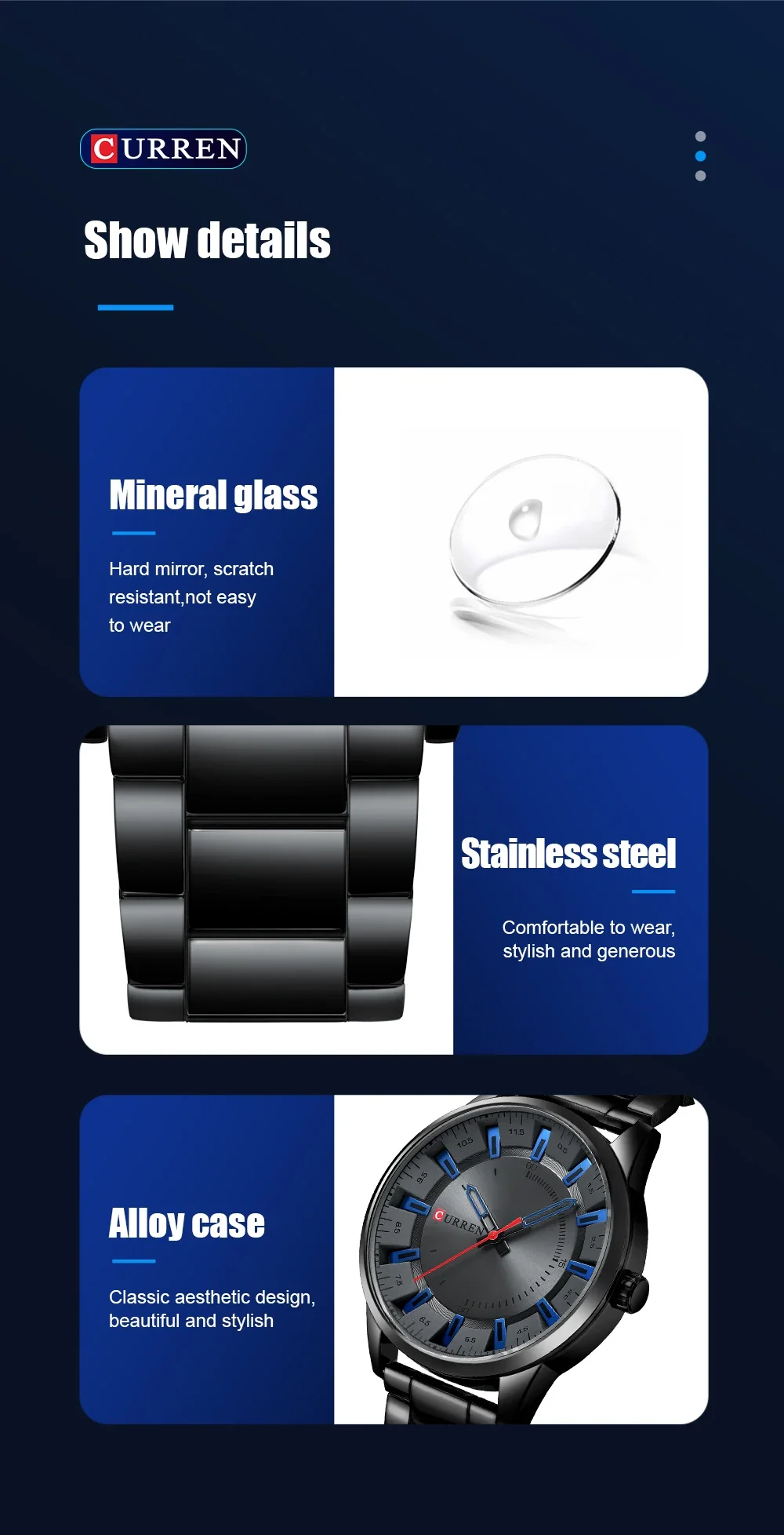 CURREN 8406 Mens Large Dial Ultra-Thin Business Simple Steel Strap Superior Brand Fashion Simple Style Wristwatch