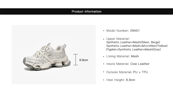 BEAUTODAY Chunky Sneakers Women Synthetic Leather Mesh Round Toe Lace-up Sports Trainers Ladies Patchwork Shoes Handmade 29A51