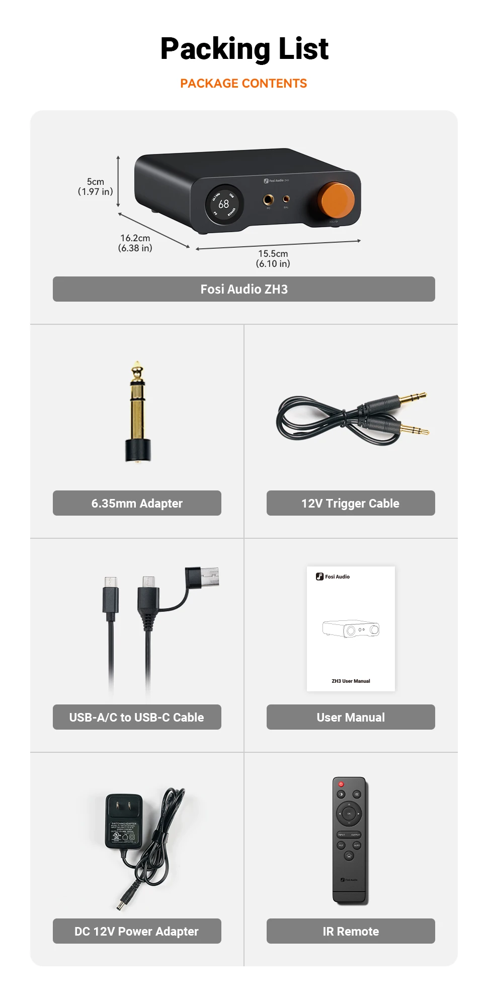 Fosi Audio ZH3 HIFI Headphone Amplifier AKM4493SEQ Desktop DAC Fully Balanced Preamp with Remote 12V Trigger Input