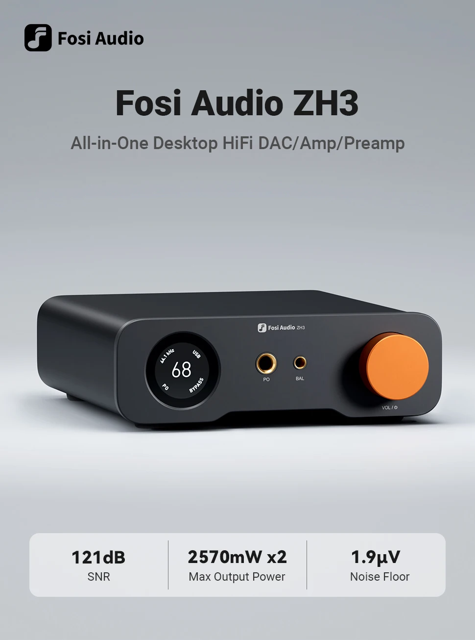 Fosi Audio ZH3 HIFI Headphone Amplifier AKM4493SEQ Desktop DAC Fully Balanced Preamp with Remote 12V Trigger Input