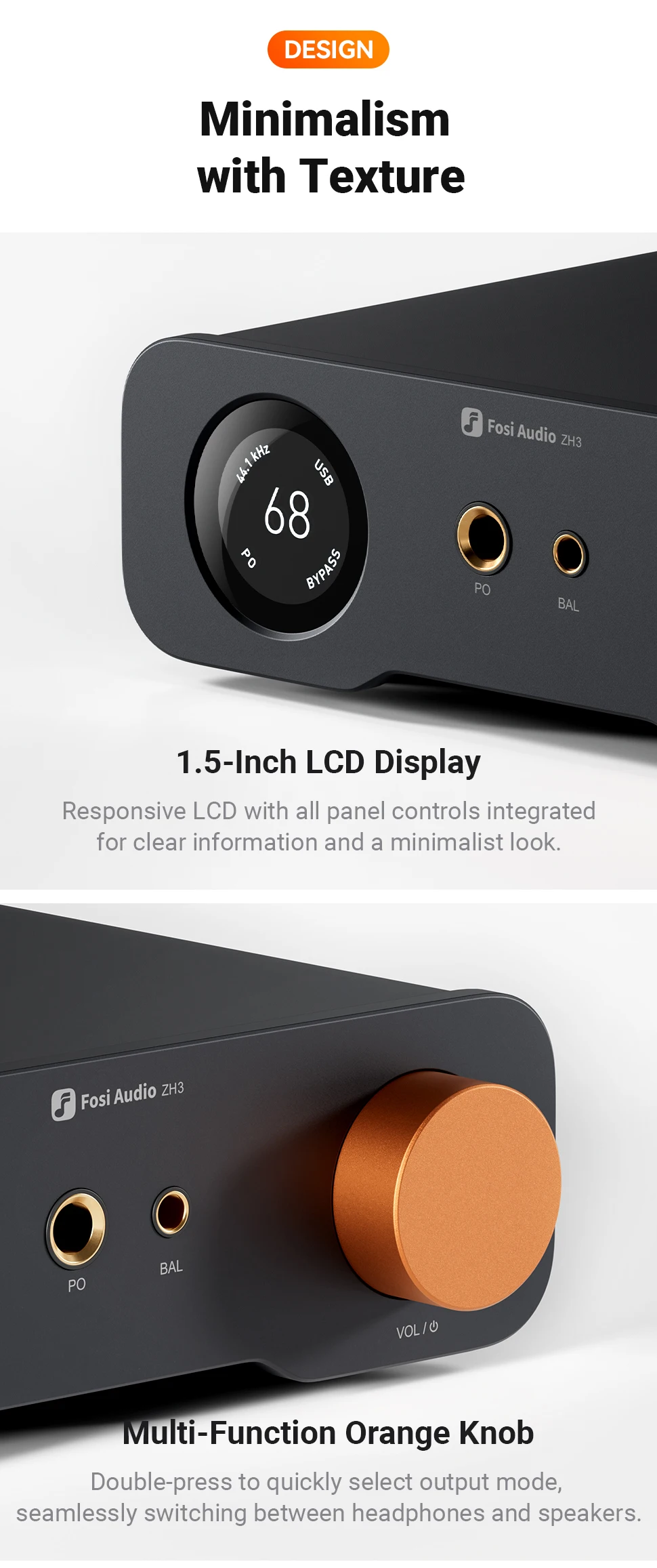 Fosi Audio ZH3 HIFI Headphone Amplifier AKM4493SEQ Desktop DAC Fully Balanced Preamp with Remote 12V Trigger Input