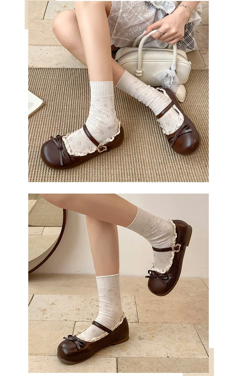 2026 Spring Cute Women Flats Round Toe Ladies Casual Ballet Shoes Comfort Soft Leather Dress Ballerinas Shoes