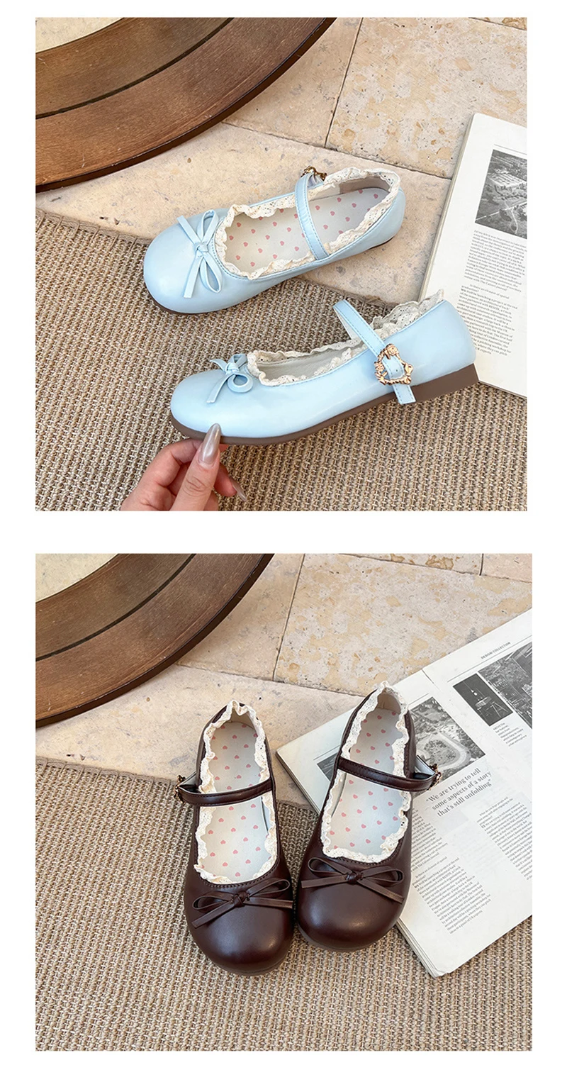 2026 Spring Cute Women Flats Round Toe Ladies Casual Ballet Shoes Comfort Soft Leather Dress Ballerinas Shoes