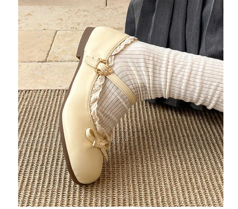 2026 Spring Cute Women Flats Round Toe Ladies Casual Ballet Shoes Comfort Soft Leather Dress Ballerinas Shoes