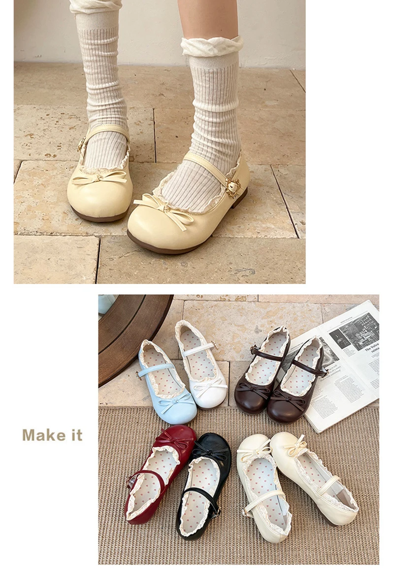 2026 Spring Cute Women Flats Round Toe Ladies Casual Ballet Shoes Comfort Soft Leather Dress Ballerinas Shoes