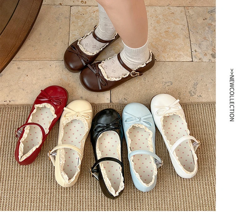 2026 Spring Cute Women Flats Round Toe Ladies Casual Ballet Shoes Comfort Soft Leather Dress Ballerinas Shoes