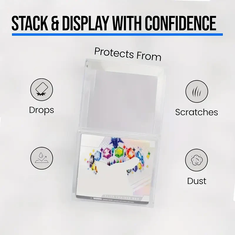 Acrylic stackable display box suitable for elite trainers, compatible with ETB high-quality rectangular storage box