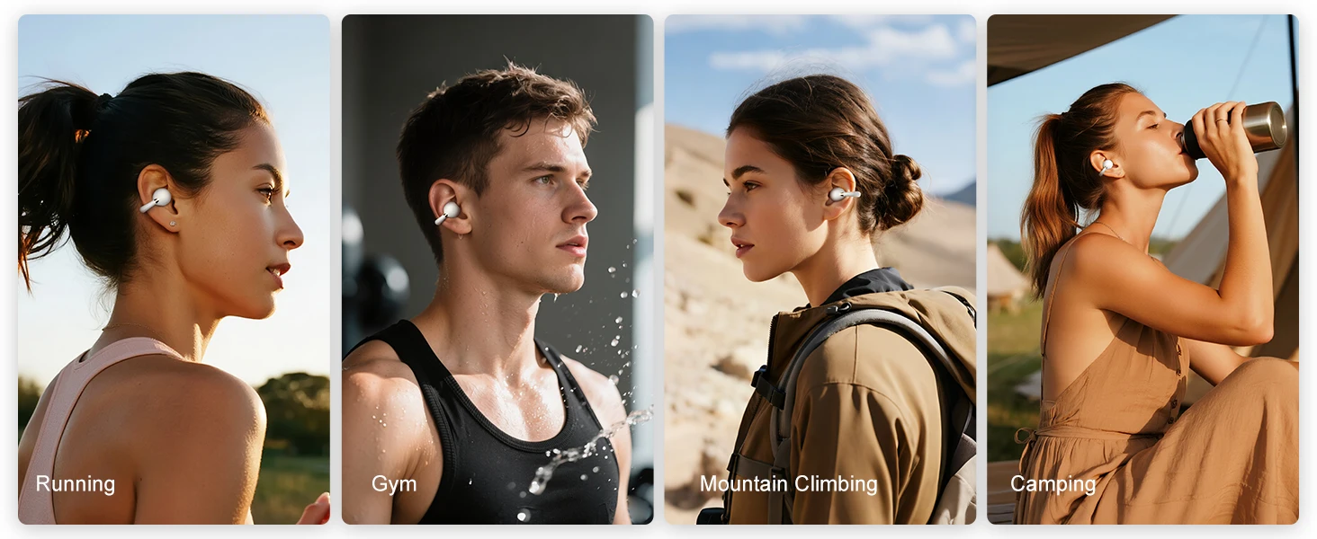 Ortizan OHAYO-A7 Clip On Earbuds, Lightweight Comfort Open Ear Headphones, Wireless Sports Headphones with ENC AI 4 Mics Calls
