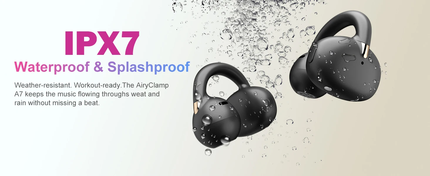 Ortizan OHAYO-A7 Clip On Earbuds, Lightweight Comfort Open Ear Headphones, Wireless Sports Headphones with ENC AI 4 Mics Calls
