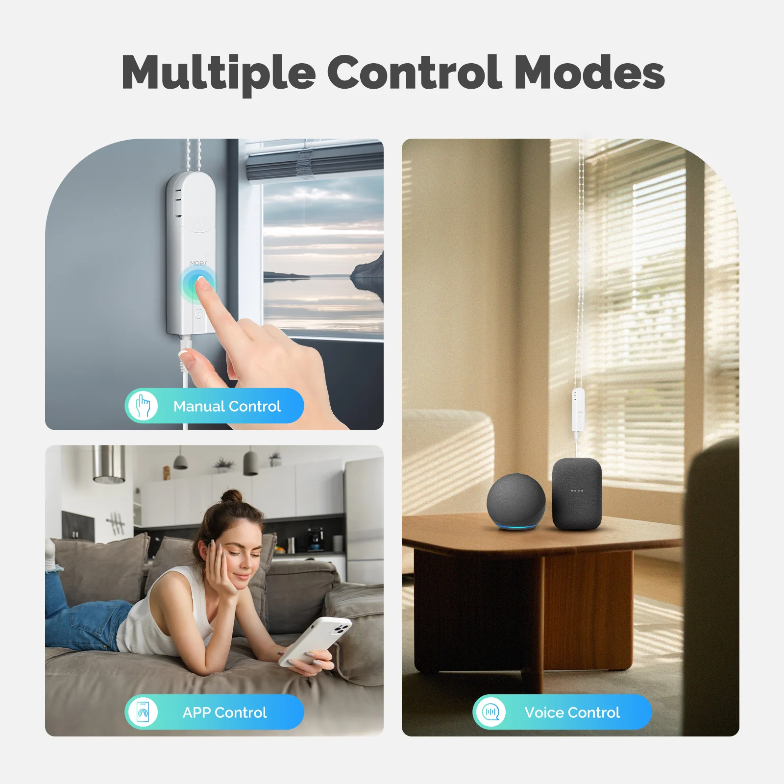 Tuya WiFi Smart Curtain Motor, MOES Electric Roller Blinds Driver, Alexa Google Home Voice Control, Automatic Pull Cord Chain