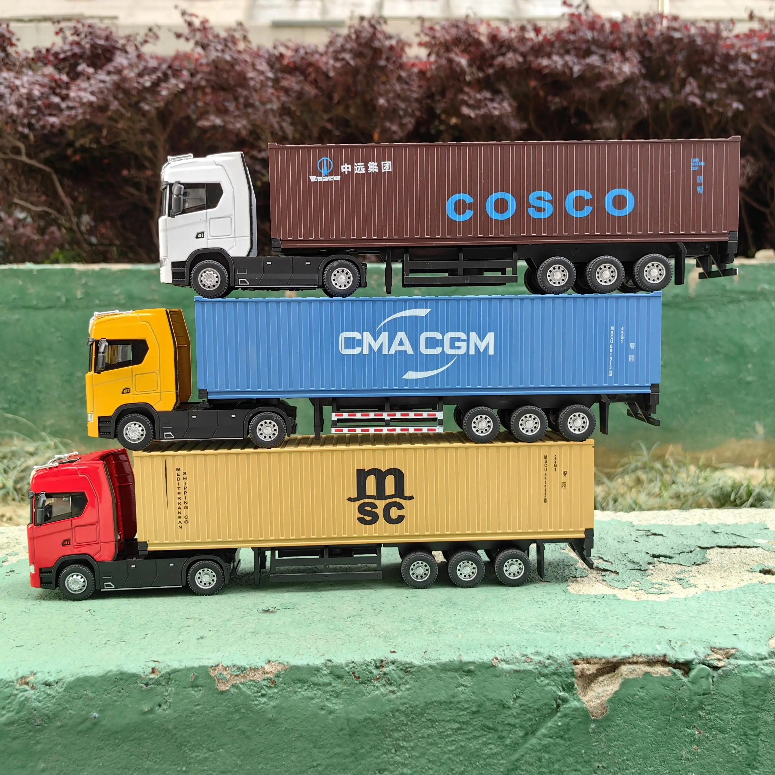 1/50 Simulation Large Truck Toy Car Model Alloy Diecast Transport Container Vehicle Car For Boy Gifts with Sound Light Pull Back