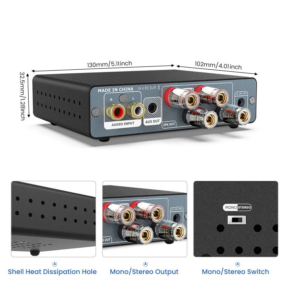 AIYIMA A07 MAX TPA3255 Audio Power Amplifier 2.0 Stereo Amplify 300Wx2 PBTL Mono Sound Amplifier 600W Home Speaker Amplificador
