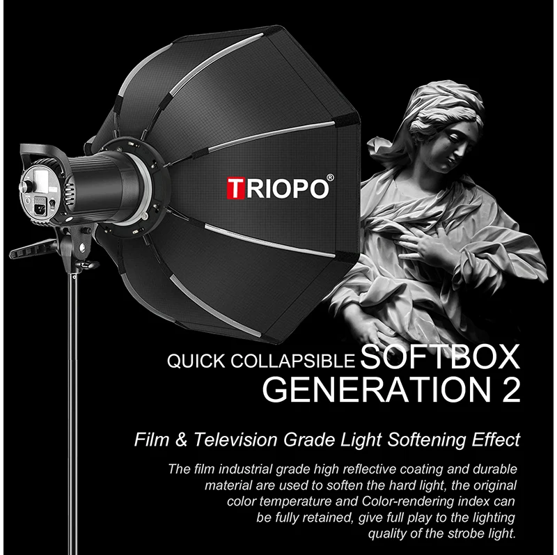 Triopo 90cm Photo Portable Bowens Mount Softbox W/ Honeycomb Grid K90 Octagon Umbrella Outdoor Soft Box for Godox Jinbei Strobe