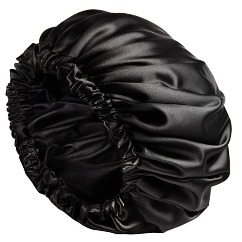 Birdtree 16MM 100% Real Silk Bonnet, Women Double Layer Sleeping Night Cap, Pure Hair Wrap Elastic Headwrap A34324M