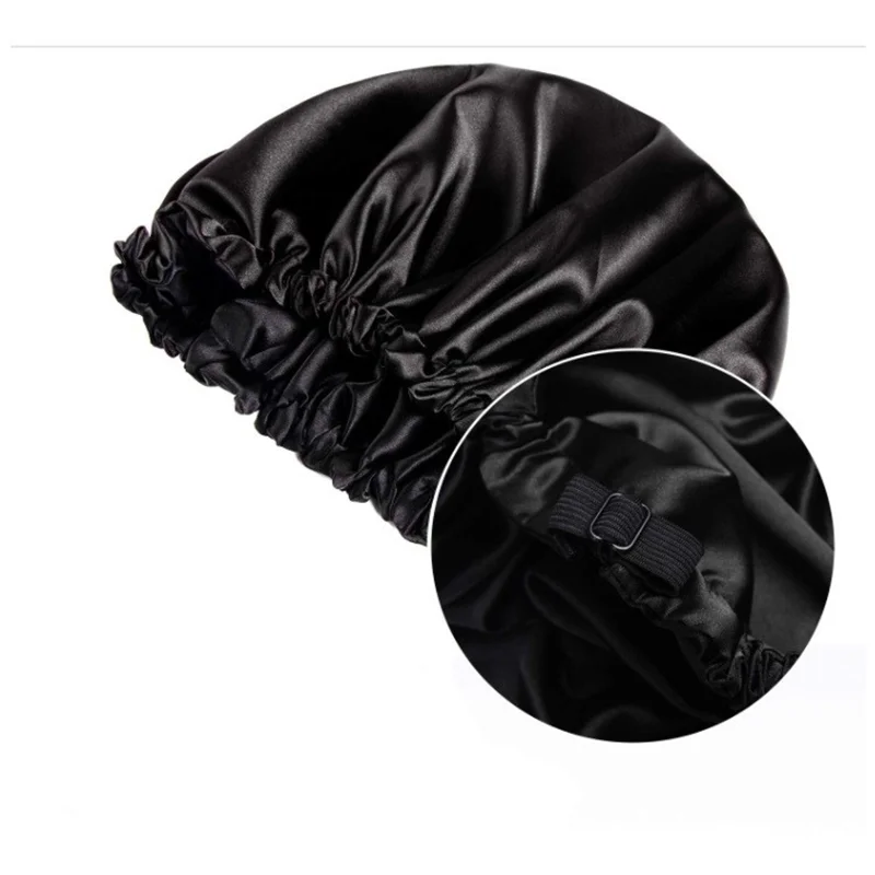 Birdtree 16MM 100% Real Silk Bonnet, Women Double Layer Sleeping Night Cap, Pure Hair Wrap Elastic Headwrap A34324M