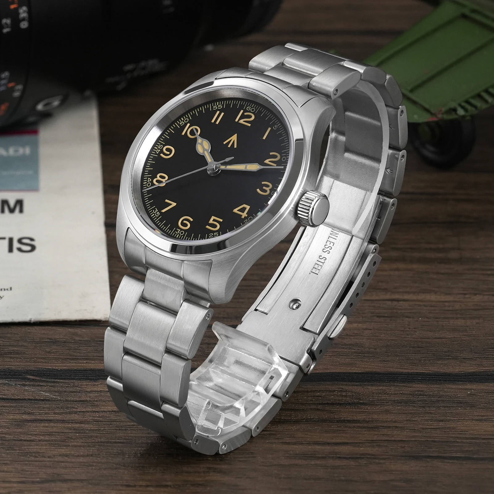 Militado ML08 Military Watch VH31 Quartz Movement Double Sapphire Crystal C3 BGW9 Luminous 10Bar Waterproof 38mm Vintage Watch