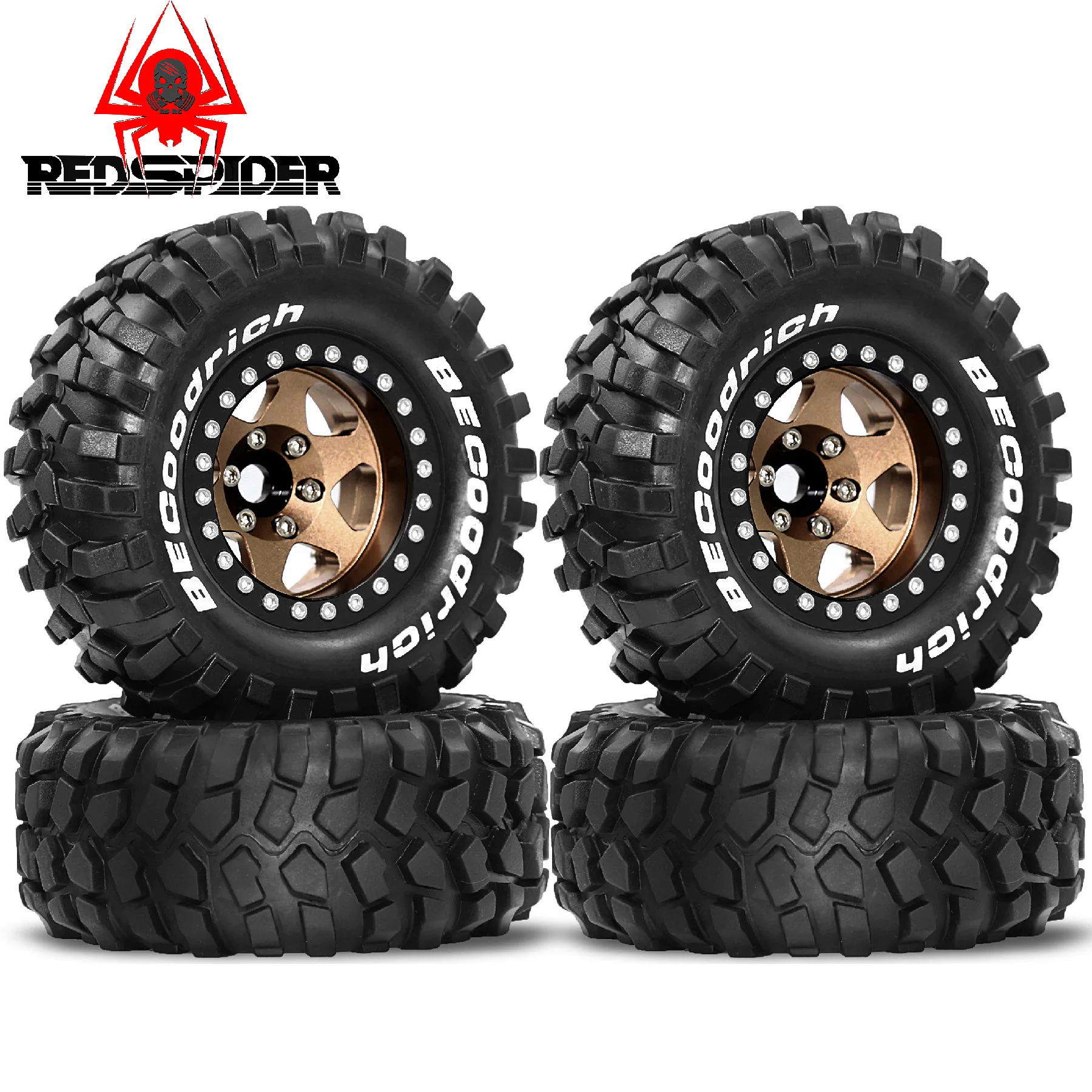 4pcs 1.9" Rubber Tires Beadlock Wheels Rims for 1/10 RC Crawler Car Traxxas TRX4 Axial SCX10 90046 90047 MST HSP Redcat Gen8