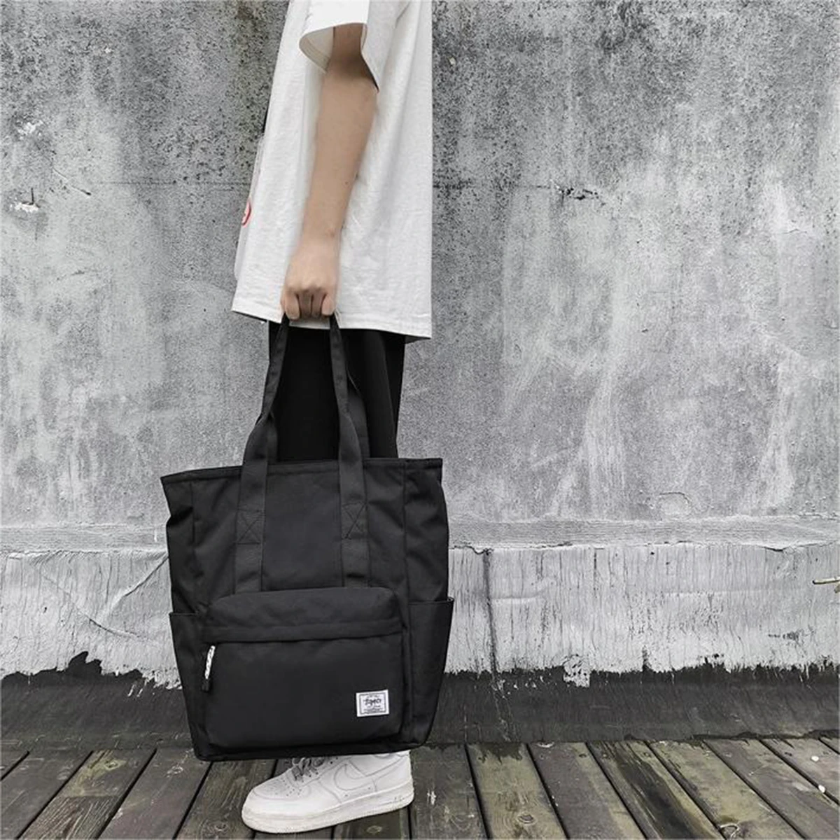 Large Capacity Canvas Tote Bag, Casual Shoulder Handbag, Multi-Pocket School Book Bag, Waterproof Commuter Bag for Men Women