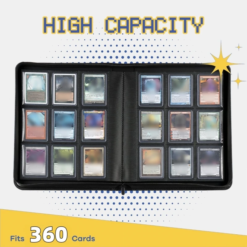 Holds 360 Toploaders, 9 Pockets, Top Loader Binder for Cards Storage, Card Holder for Sports Cards or Trading Cards in 3 X 4''