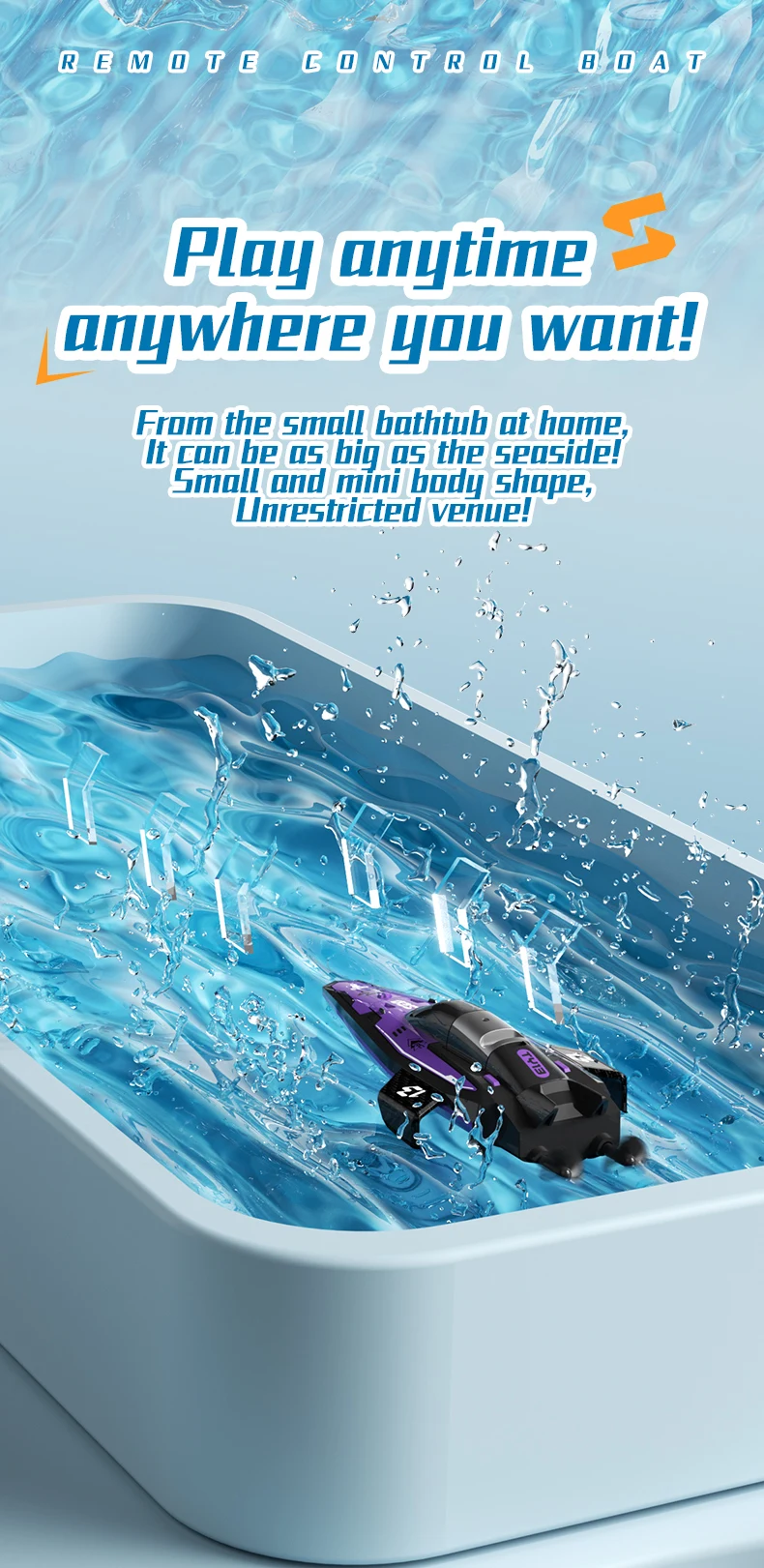 Children'S Mini Portable Electric Rc Boat 2.4Ghz High Speed Ship Water Outdoor Toy With Lighting Kids Adults Gifts Toys for Boys