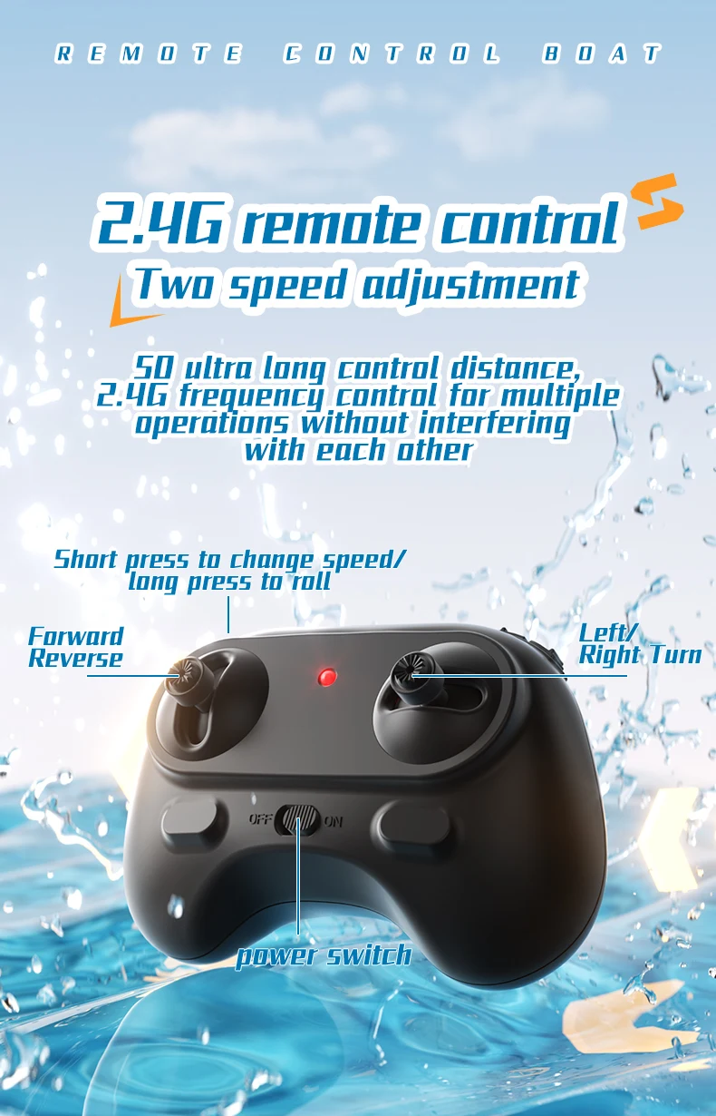 Children'S Mini Portable Electric Rc Boat 2.4Ghz High Speed Ship Water Outdoor Toy With Lighting Kids Adults Gifts Toys for Boys