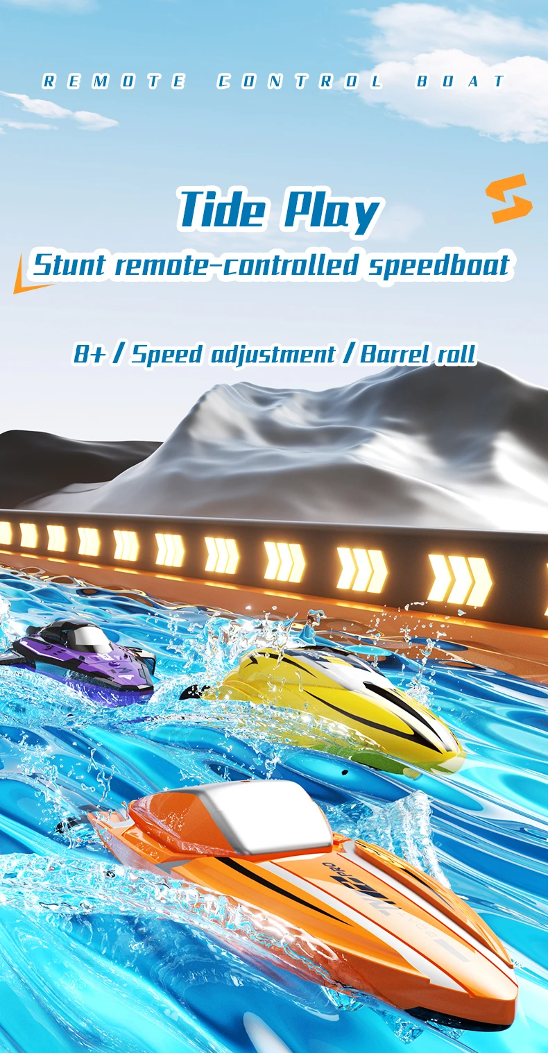 Children'S Mini Portable Electric Rc Boat 2.4Ghz High Speed Ship Water Outdoor Toy With Lighting Kids Adults Gifts Toys for Boys