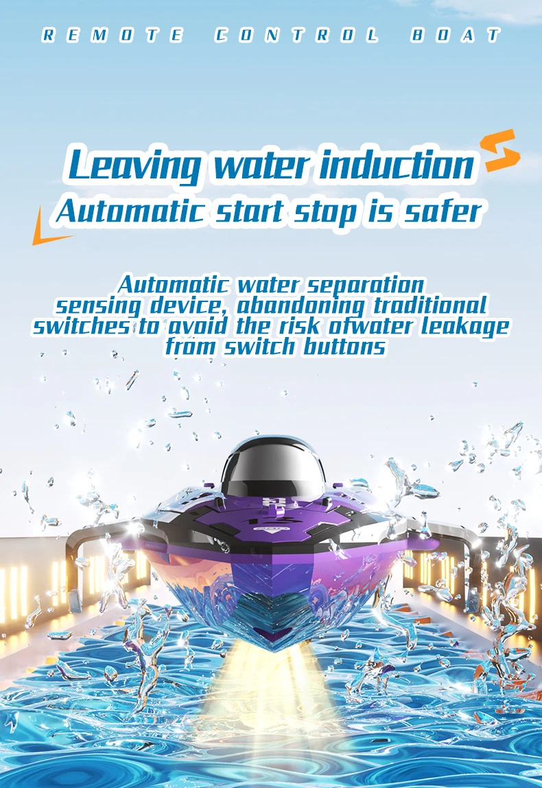 Children'S Mini Portable Electric Rc Boat 2.4Ghz High Speed Ship Water Outdoor Toy With Lighting Kids Adults Gifts Toys for Boys