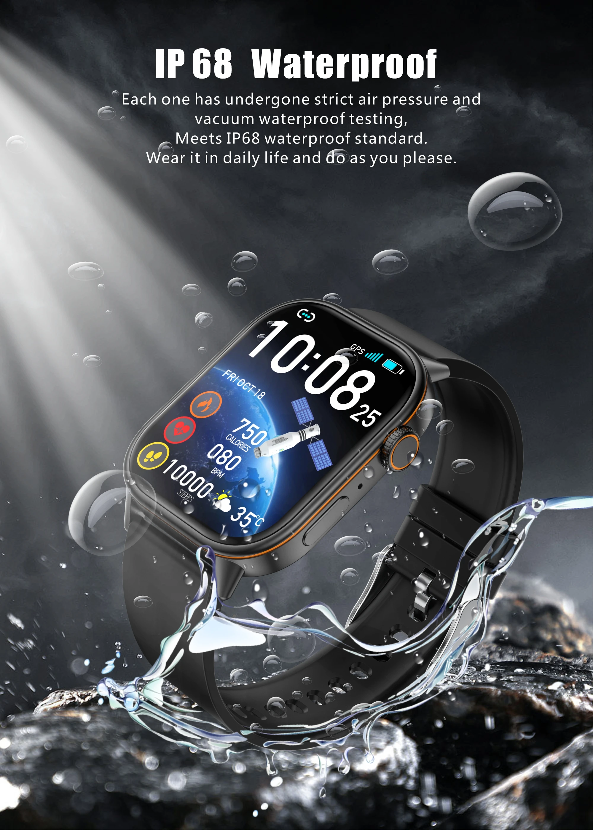 New GPS Military Smart Watch Bulit-in GPS Compass Altimeter Barometric 10ATM IP69K Waterproof AMOLED BT Call Smartwatch