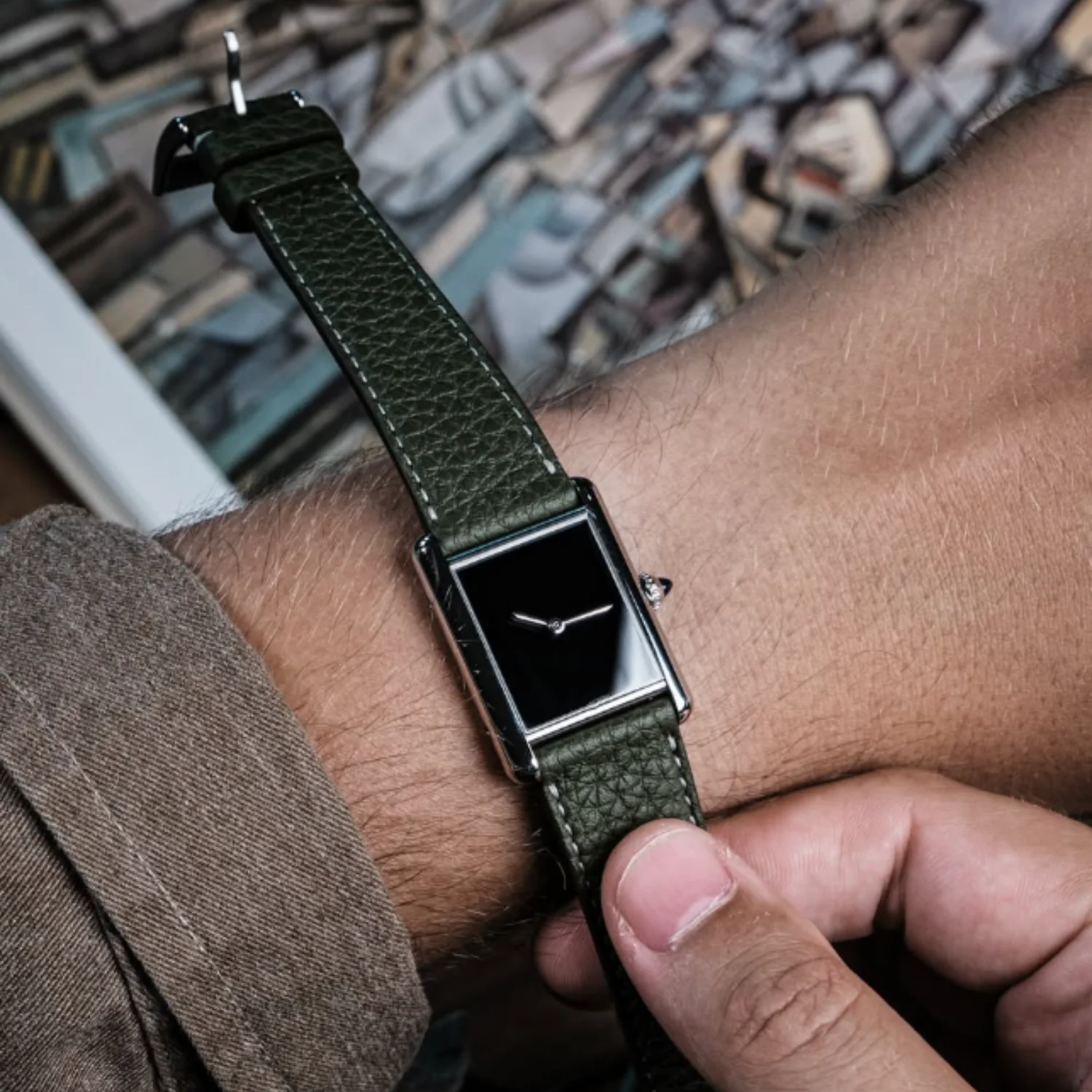 CILOA 2025 New Men's Square Leather Strap Elegant Light Luxury Business Casual Waterproof Quartz Watch