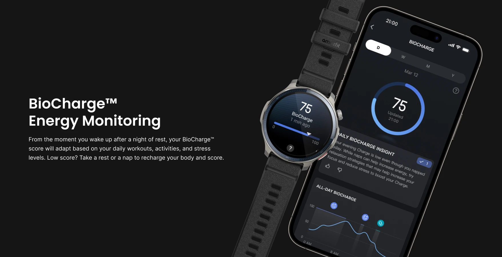 Amazfit Balance 2 Smartwatch 47mm Up To 21 Days of Battery Life 170+Multi-Sports Workouts Smart Watch