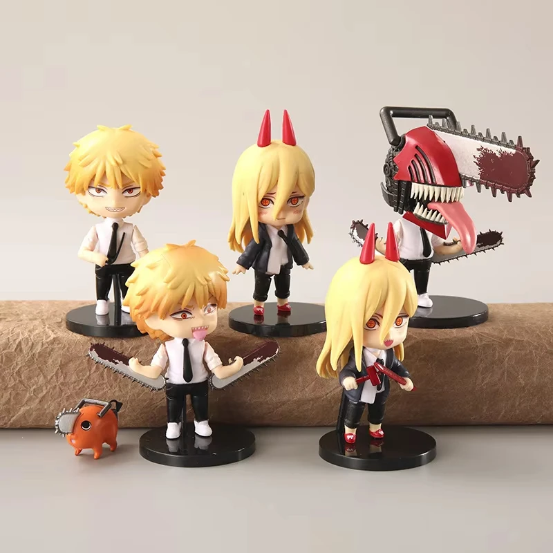 Hot 6Pcs-Set Chainsaw Man Anime Figure PVC Denji Pochita Collection Action Figures Model Set Toys Anime Dolls Kids Gift