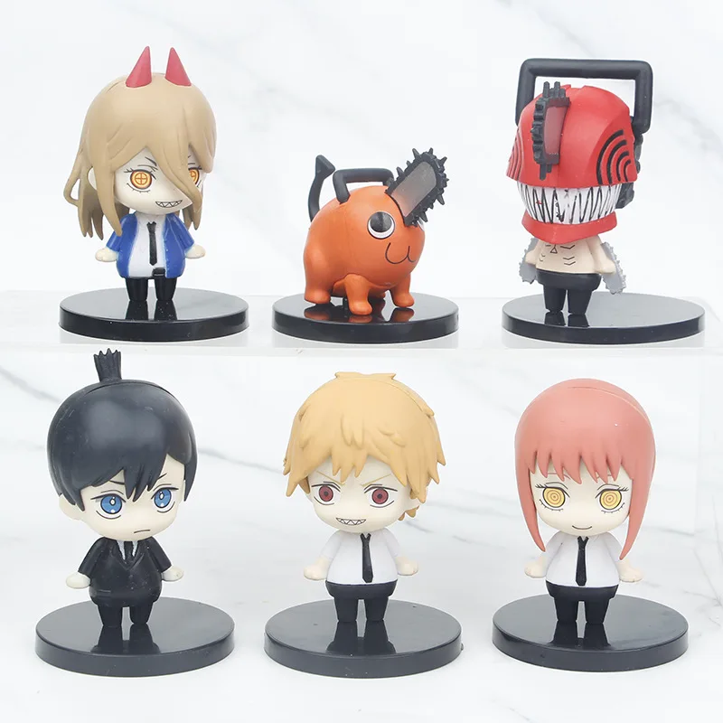 Hot 6Pcs-Set Chainsaw Man Anime Figure PVC Denji Pochita Collection Action Figures Model Set Toys Anime Dolls Kids Gift