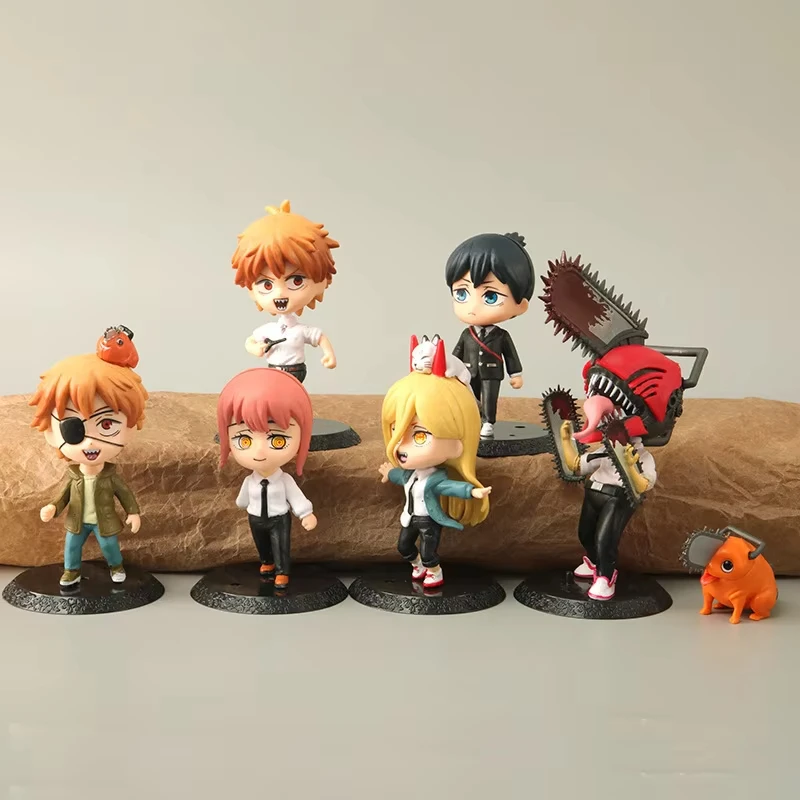 Hot 6Pcs-Set Chainsaw Man Anime Figure PVC Denji Pochita Collection Action Figures Model Set Toys Anime Dolls Kids Gift