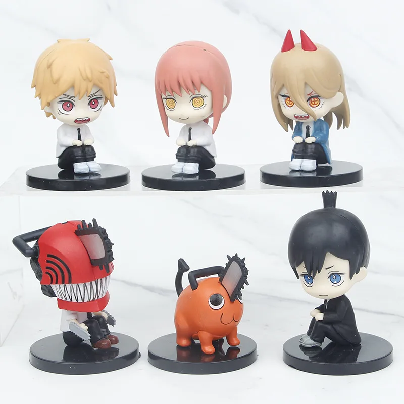 Hot 6Pcs-Set Chainsaw Man Anime Figure PVC Denji Pochita Collection Action Figures Model Set Toys Anime Dolls Kids Gift
