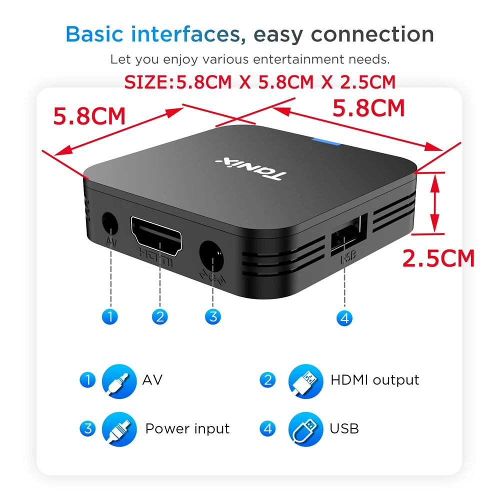 Tanix TX1 Android TV Box Allwinner H313 2.4G Wifi Mini Smart TV Stick Power by DC 5V 2A