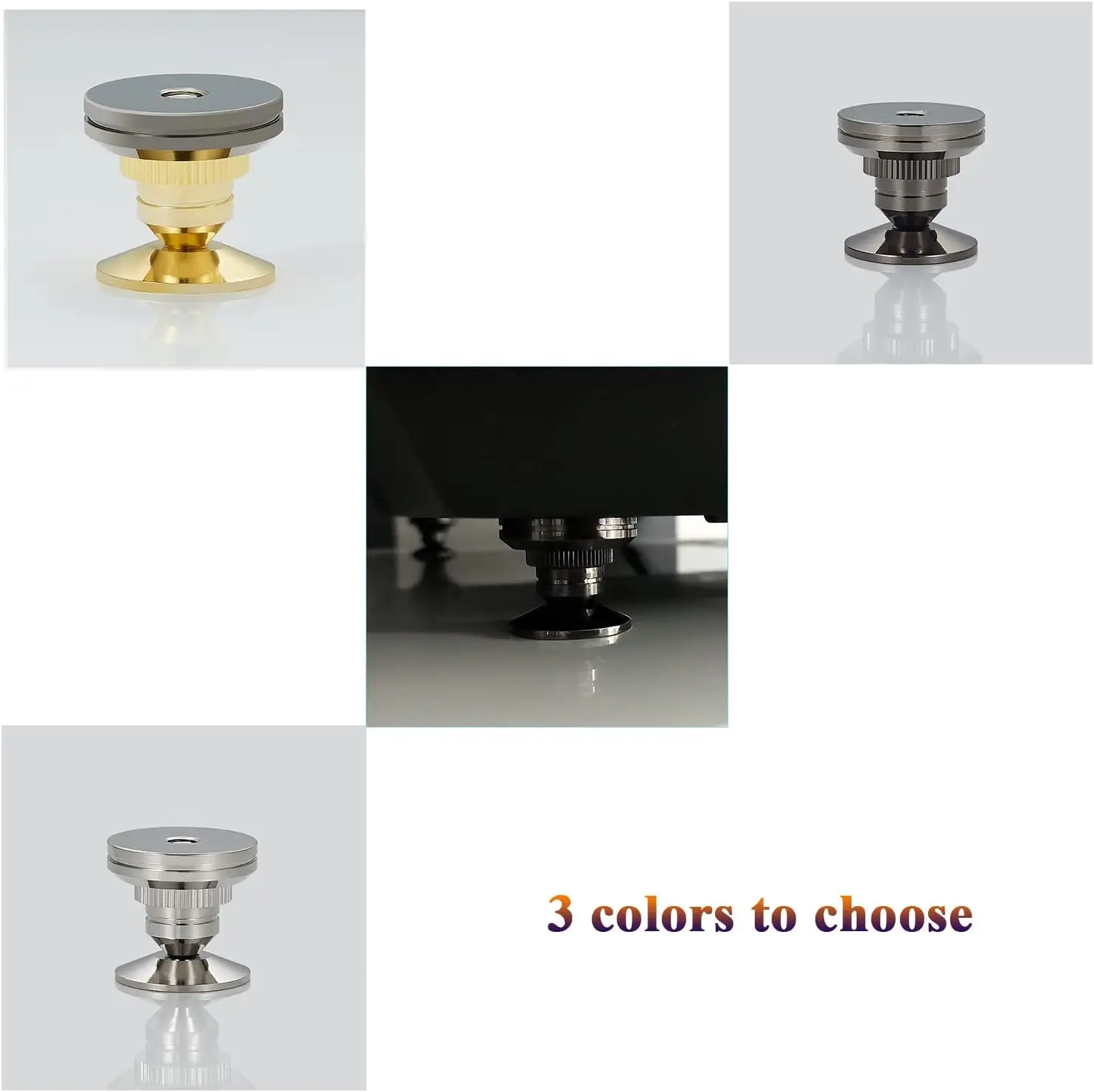 Pailvens Loudspeaker Spikes Set of 8 Loudspeaker Feet Height Adjustable Copper Alloy Subwoofer Spikes with 16x Adhesive Pads