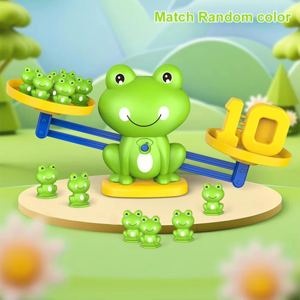 Montessori Frog Balance Math Toy, Number Counting Game with Addition & Subtraction, Early Learning Birthday Gift for Kids