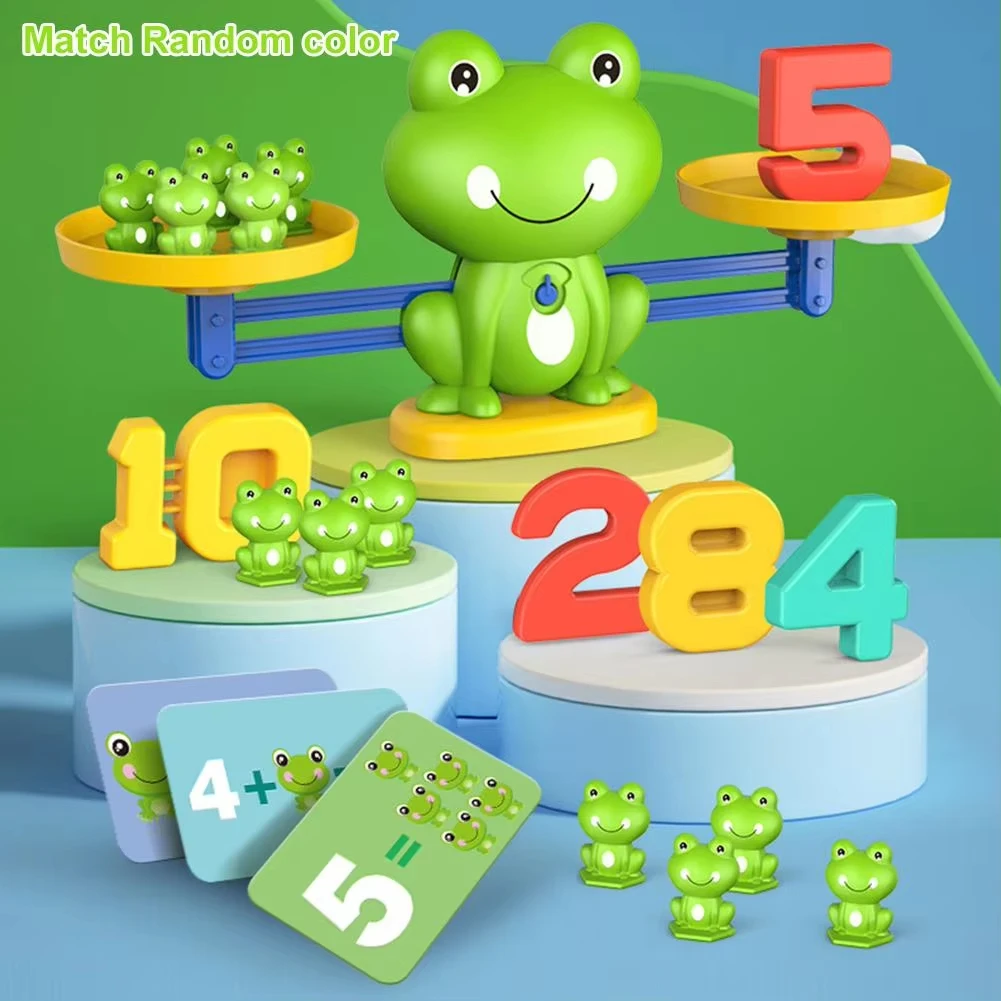 Montessori Frog Balance Math Toy, Number Counting Game with Addition & Subtraction, Early Learning Birthday Gift for Kids