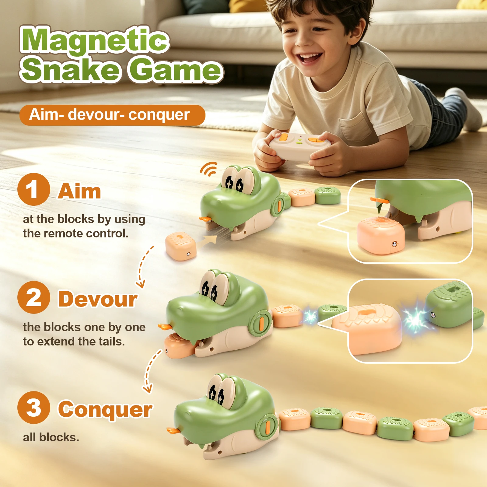 Remote Control Magnetic Greedy Snake Toys Dual Player Battle Greedy Bean Interactive Game Eating Snake Educational Toy Xmas Gift