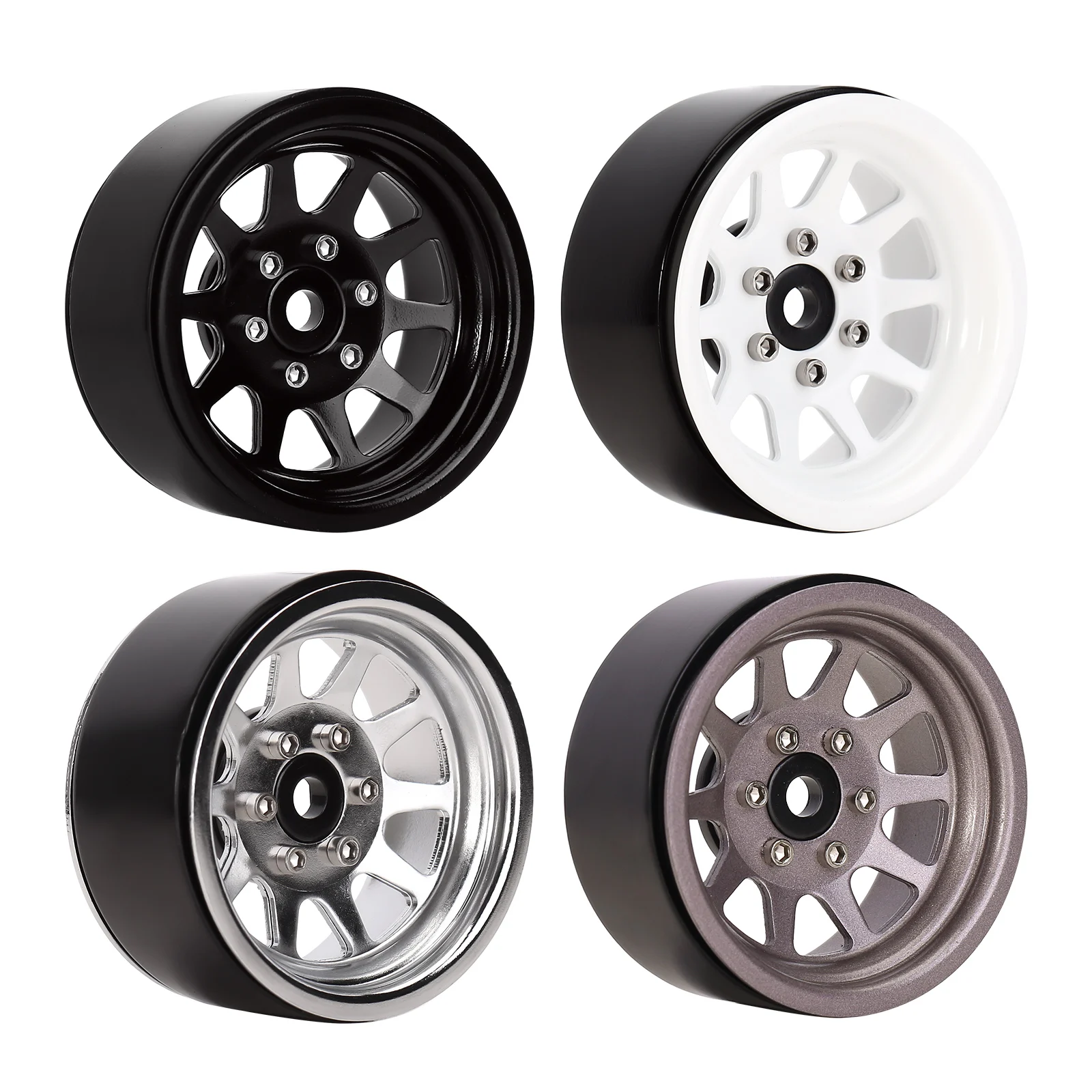 INJORA 116g/pcs Metal Alloy 1.9 Beadlock Wheel Rims for 1:10 RC Crawler Axial SCX10 AXI03007 90046 TRX4 Redcat GEN8 (W1909)