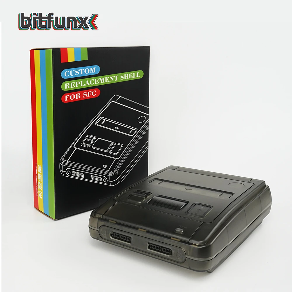 Bitfunx SFC Replacement Case Transparent Box For Super Famicom Console Super NES Game Console
