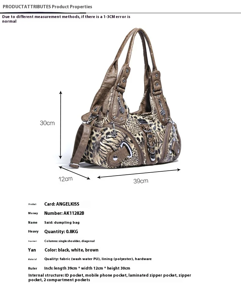 Angelkiss Women Handbags Leopard Bag Top-handle Handbag Fashion Satchel Dumpling Pack Shoulder Bag Tote Bag Hobos Large Purse
