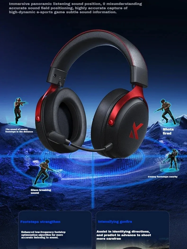 Original MCHOSE V9 PRO Music Esports Gaming Headphones 3-mode Wireless Noise Reduction Mic Customized Head-mounted