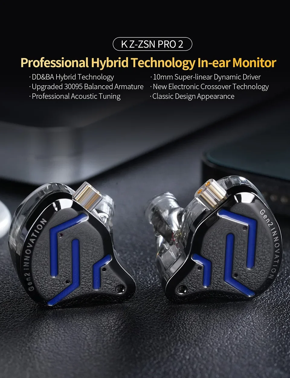 KZ ZSN Pro 2 Hybrid Drive 1BA+1DD in Ear Metal Earphones HIFI Bass Headset DJ Music Earbuds Sport Noise Cancelling Headphone