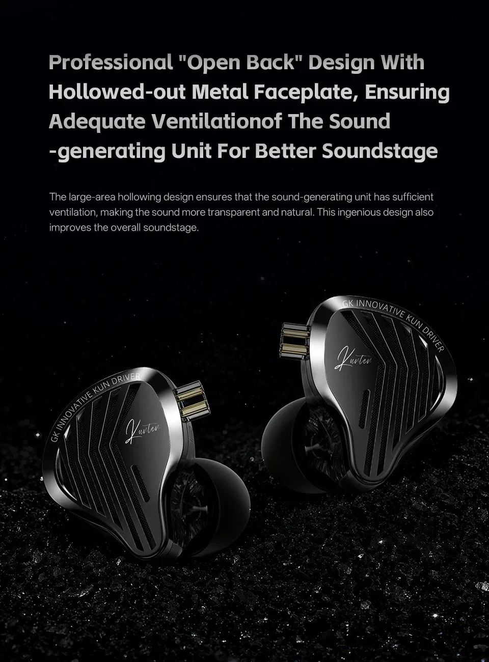 GK KUNTEN Metal Earphone HiFi In-Ear Earbuds 2pin 3.5mm Removable Cable With Microphone Type-c For Music Game KZ