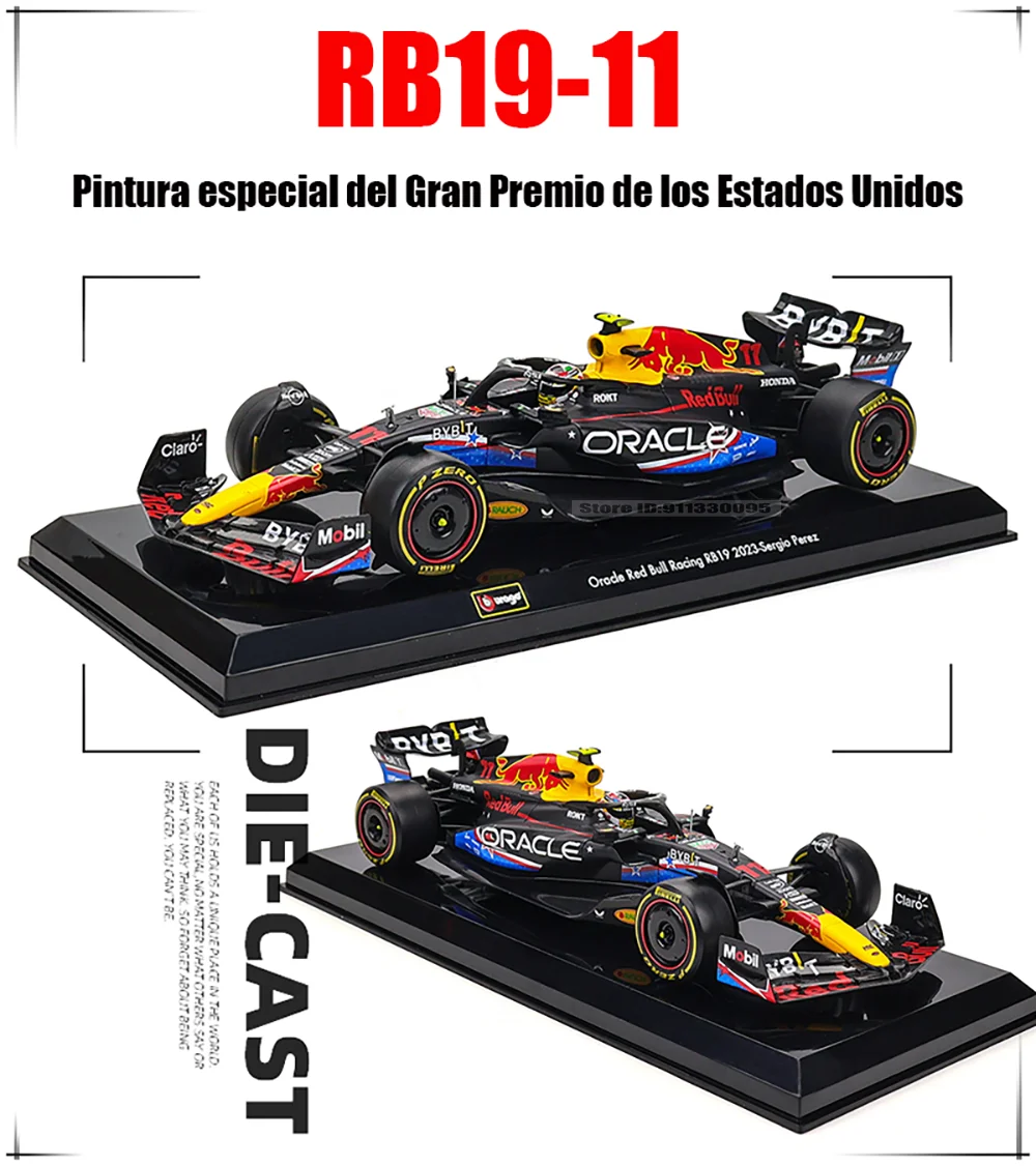 Bburago 1:24 2022~2024 F1 serie various style Red Bull RB19 Gran Premio de Austin SF23 W14 precision model car collection gift